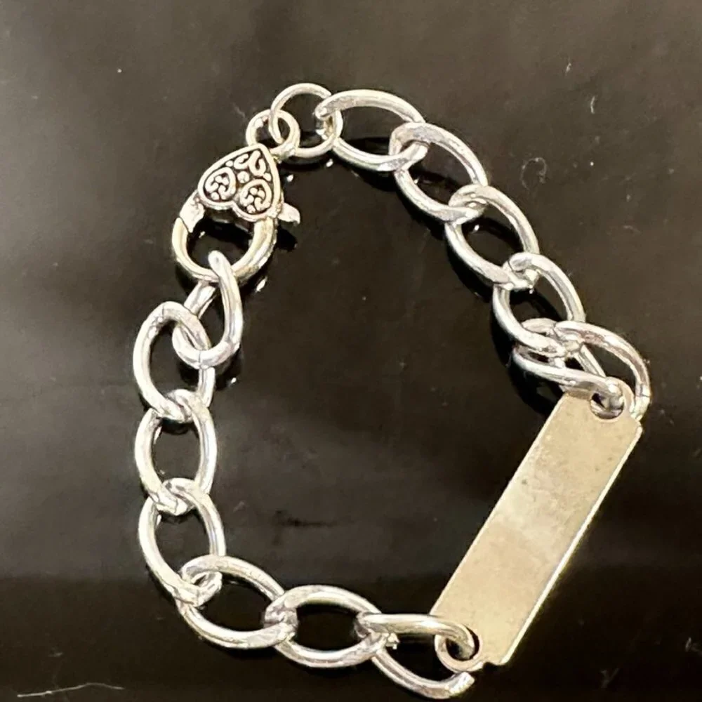 Peace Heart Flower Silver Chain Bracelet Heart Gift Charm Lightweight Hippie